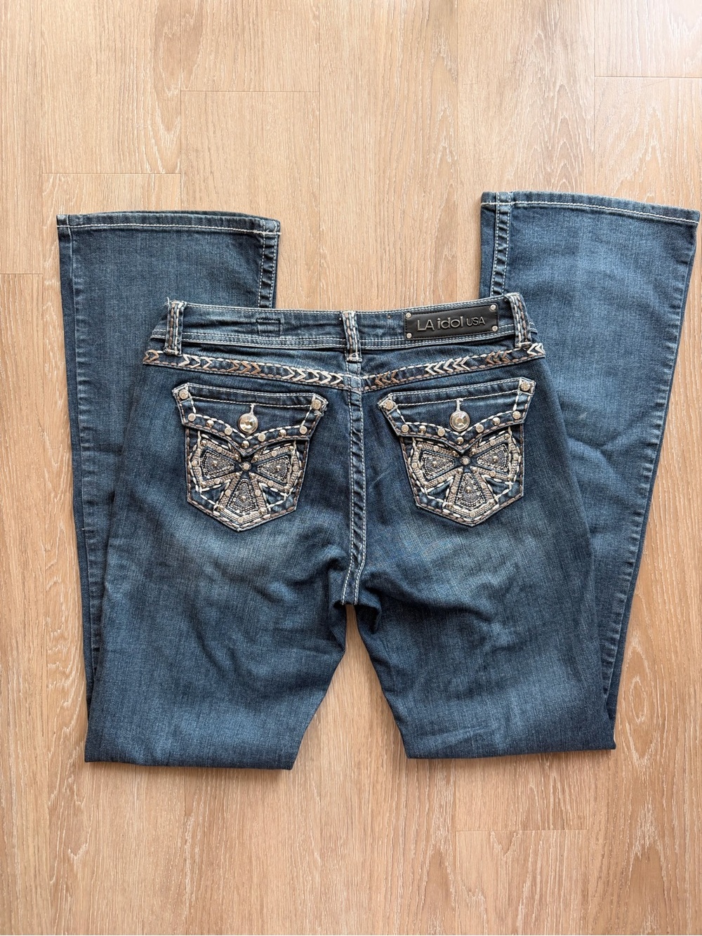 Y2K L.A. idol Women's Dark Blue Embellished Bootcut Jeans